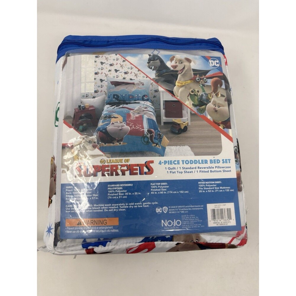 NoJo DC League of Super-Pets 4pc Toddler Bed Set Krypto Batman NEW